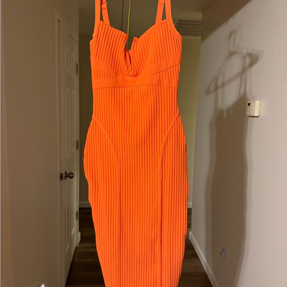 Fashion Nova Radiant Orange Midi Dress